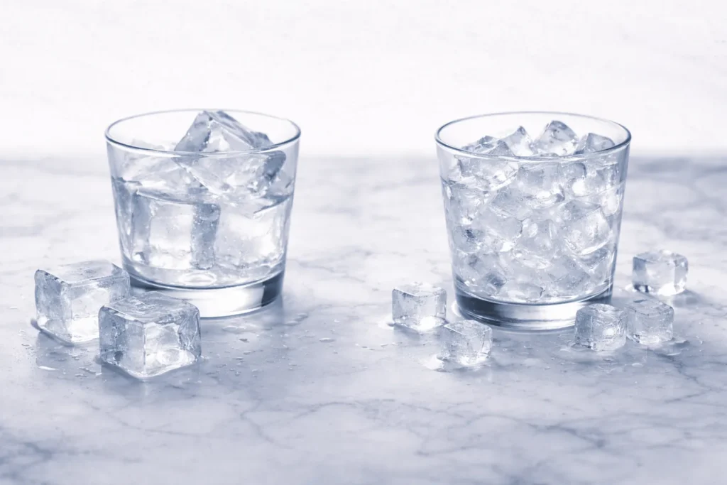 cocktail glaçons illustration petit vs gros