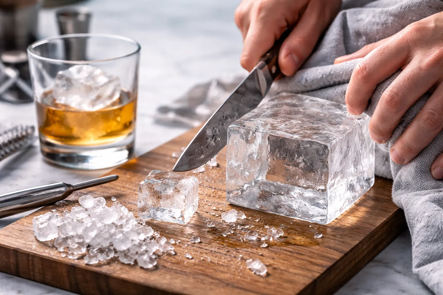 glaçons cocktails tailler la glace illustration