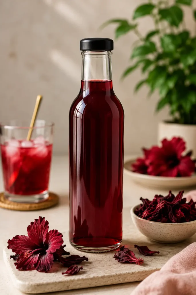 Sirop d'hibiscus pour illustrer l'article 'purée de fruits ou sirop'