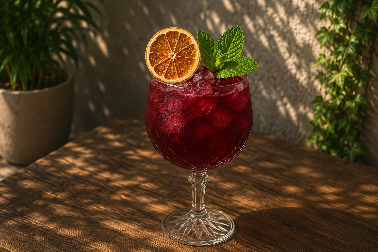 Cocktail décoré avec du citron vert déshydraté