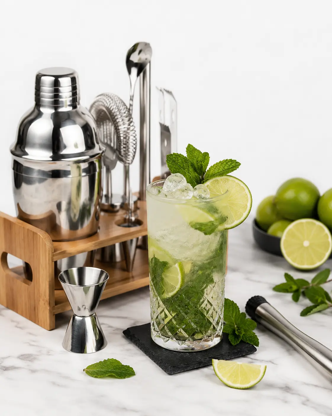 Cocktail préparé avec le kit barman Inox Oak